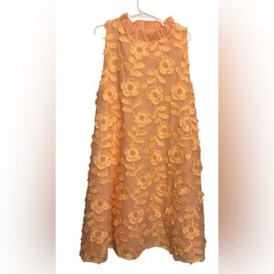 Janie and Jack Girls Peach Floral Embroidered Sleeveless Dress